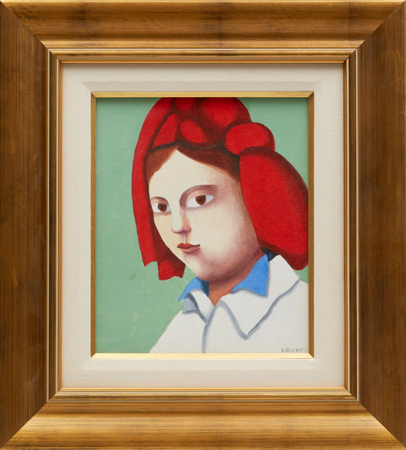 Louise Scott, Girl in a Red Kerchief, oil on canvas board - view 2