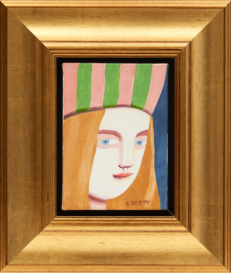 Louise Scott, Woman in Multi-Coloured Hat, oil on canvas - view 2