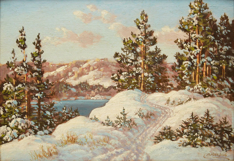 Winter Lake Landscape by Otto Planding