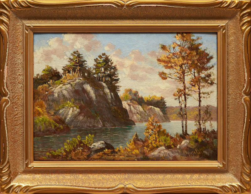 Otto Planding, River Landscape, oil on canvas board - view 2