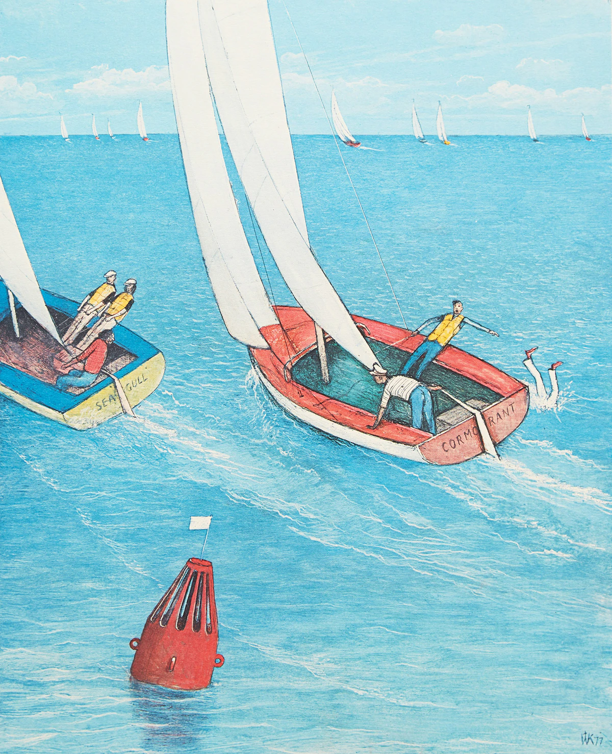 William Kurelek, Yachting, colour photolithograph