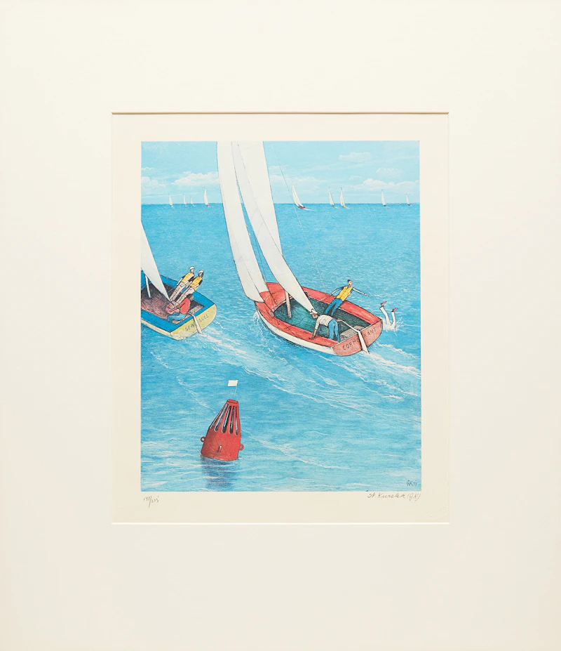 William Kurelek, Yachting, colour photolithograph - view 2