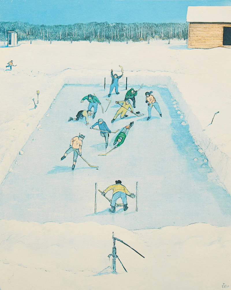 William Kurelek, Hockey, colour photolithograph - view 2