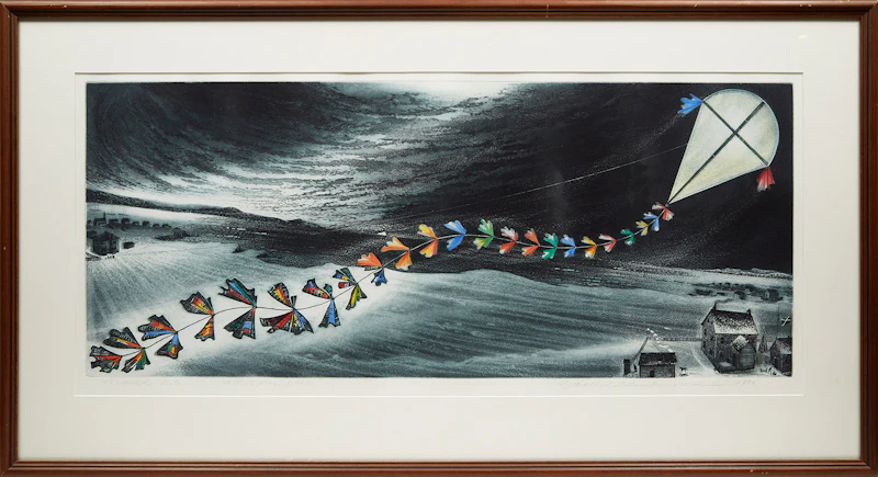 David Lloyd Blackwood, March Kite, colour etching and aquatint, 1986 - view 2