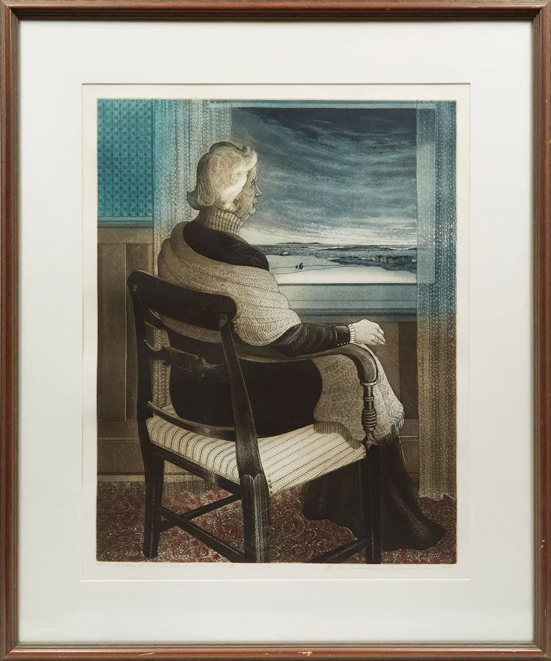 David Lloyd Blackwood, Mrs. Captain B, Home in Wesleyville, colour etching and aquatint, 1979 - view 2