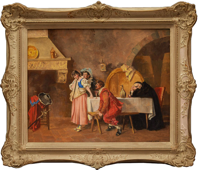Andréas Christian Gottfried Lapine, The Inn, oil on canvas board - view 2