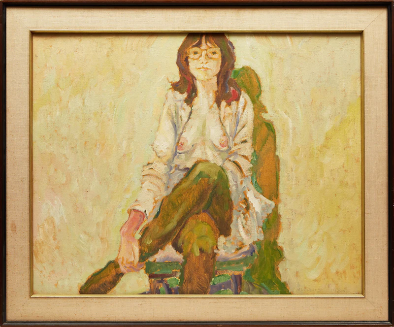 Robert Francis Michael McInnis, Girl in Green Stockings, oil on canvas, 1980 - view 2