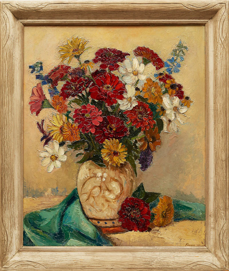 Albert Jacques Franck, Floral Still Life, oil on board, 1944 - view 2