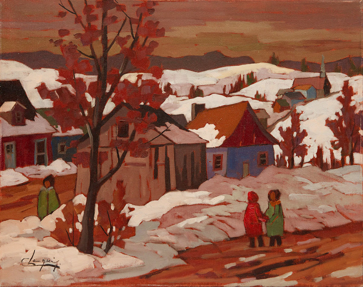 Claude Langevin, Première bordée de neige, Laurentides, oil on canvas