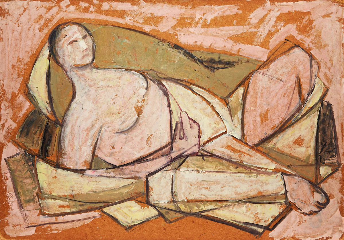 Alexander Samuel Millar, Sketch (Reclining Nude); Untitled Landscape; Still Life in Blue, three oils on board