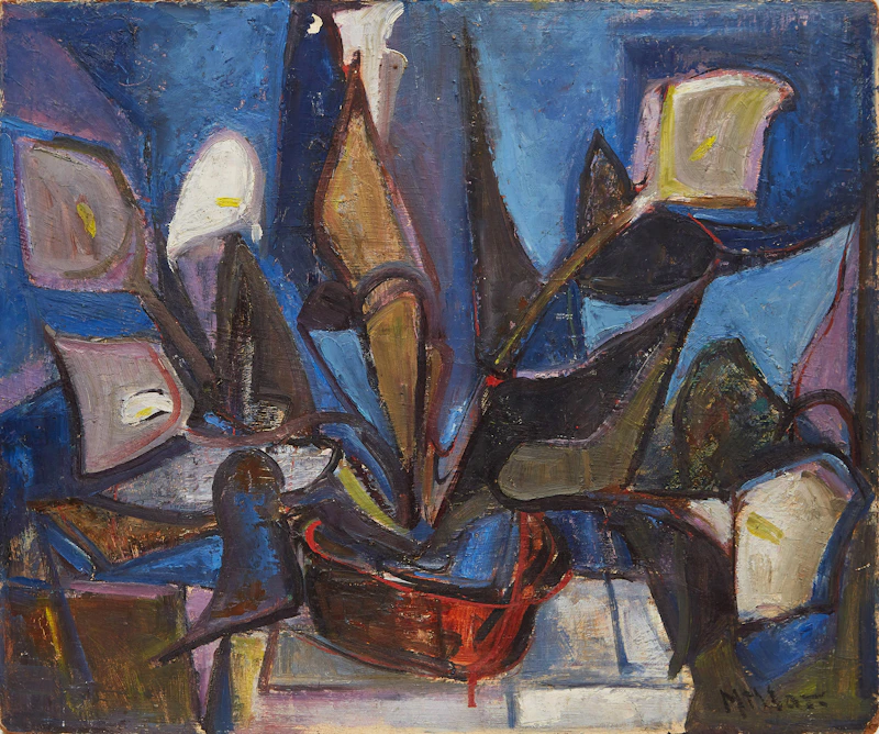 Alexander Samuel Millar, Sketch (Reclining Nude); Untitled Landscape; Still Life in Blue, three oils on board - view 5