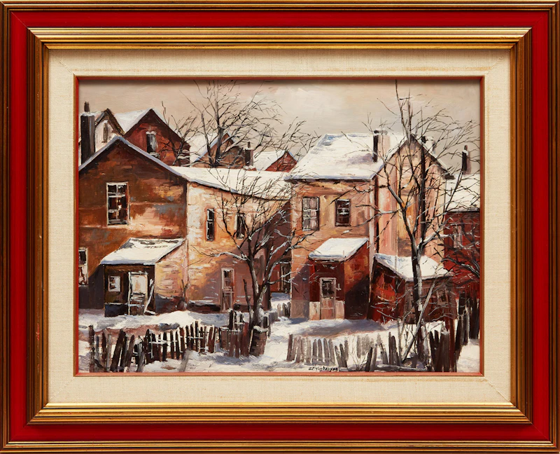 Arto Yuzbasiyan, Backyards in Winter, oil on masonite - view 2