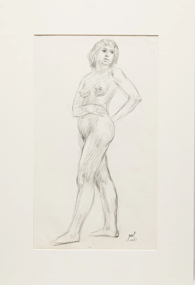 Leo Mol, Female Nude, charcoal drawing, 1987 - view 2