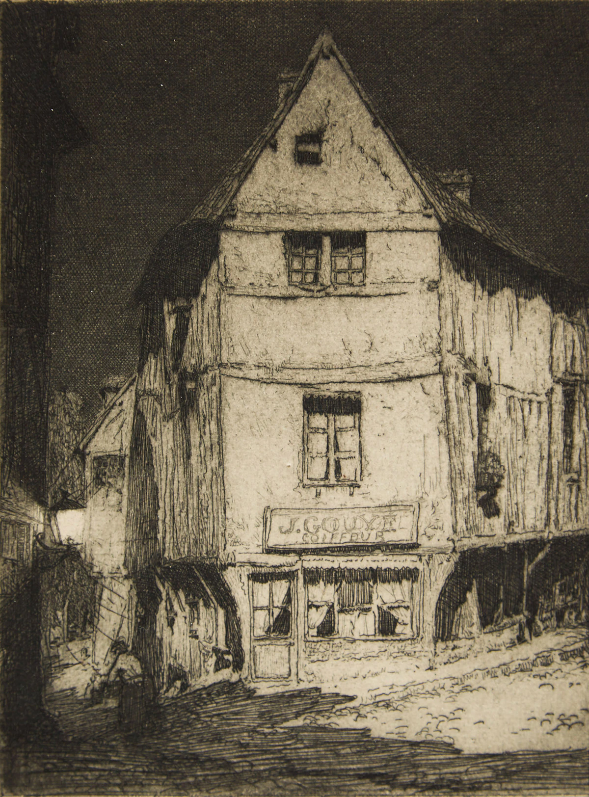 Clarence Alphonse Gagnon, Clair de Lune Pont de L’Arche, etching, 1910