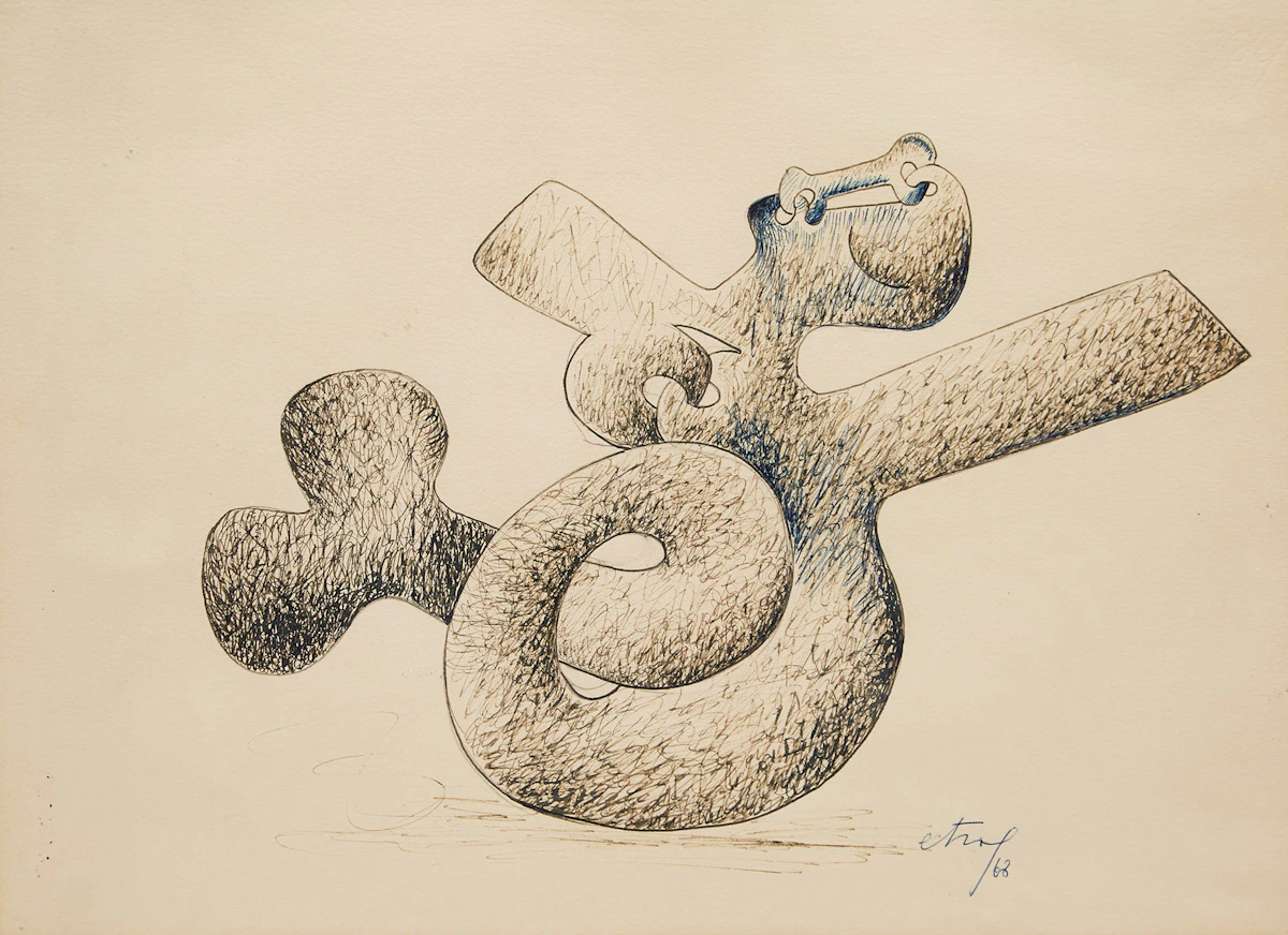 Sorel Etrog, Study for Quartet, ink drawing, 1968