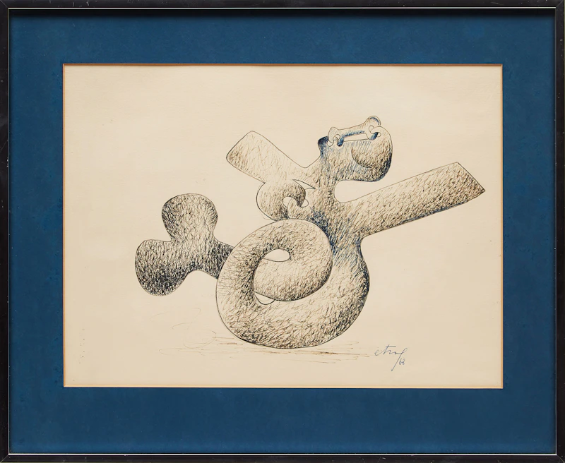 Sorel Etrog, Study for Quartet, ink drawing, 1968 - view 2