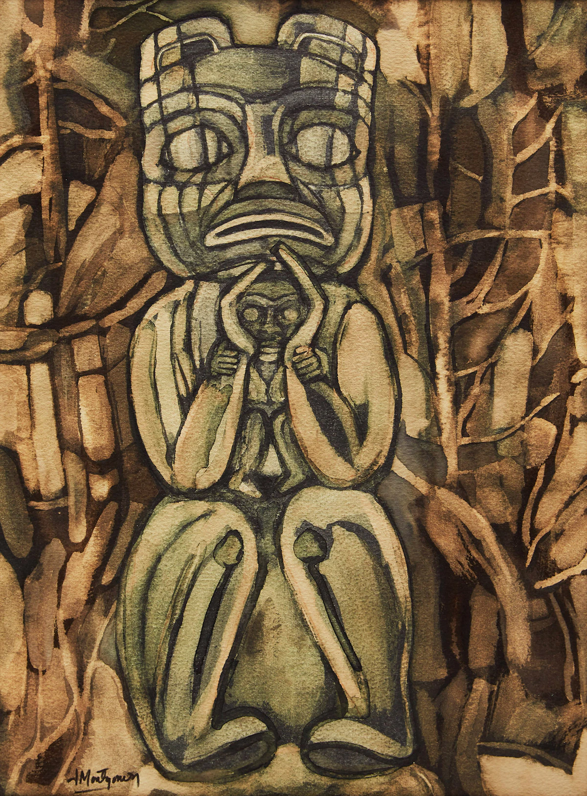 June Montgomery, Haida Mothers, watercolour