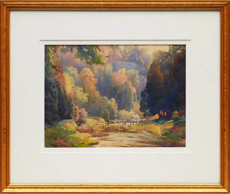 Frederick Henry Brigden, Horses Watering, Don Valley, watercolour - view 2