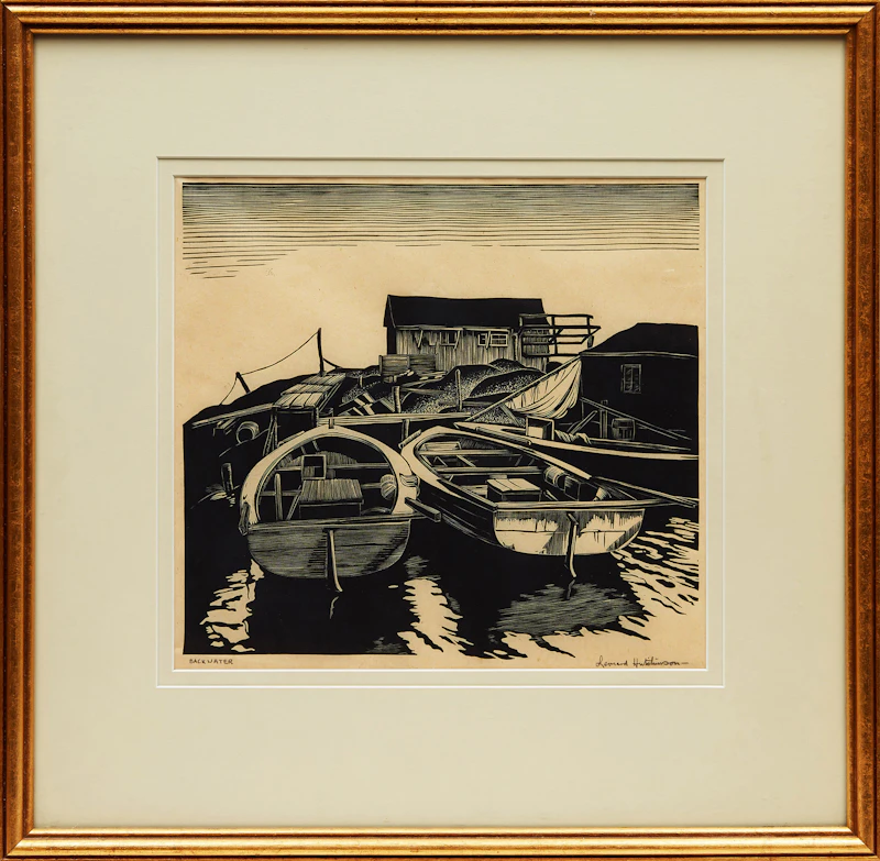 Leonard Hutchinson, Back Water, woodblock print - view 2