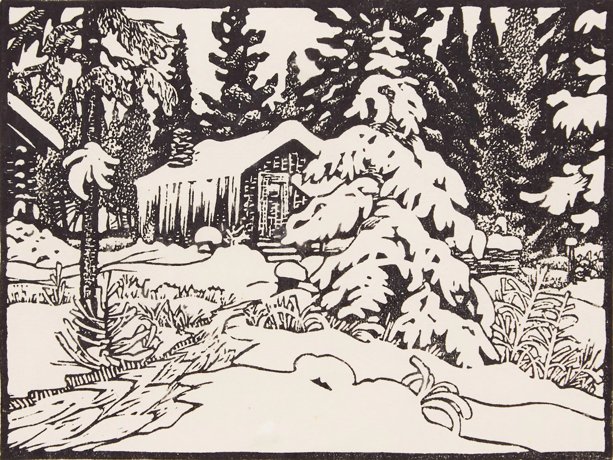 Ernest Lindner, End of the Trail, woodblock