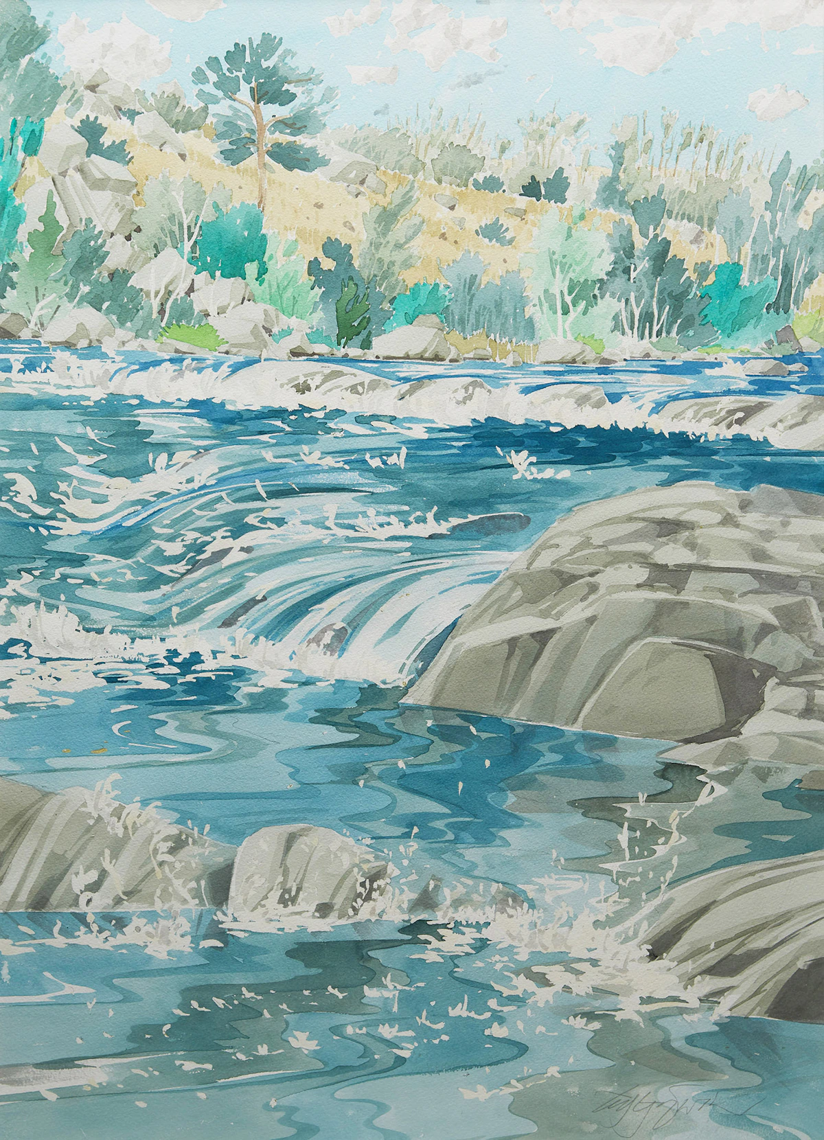 Edward W. (Ted) Godwin, Step Pools Near Lundbreck, watercolour, 1980