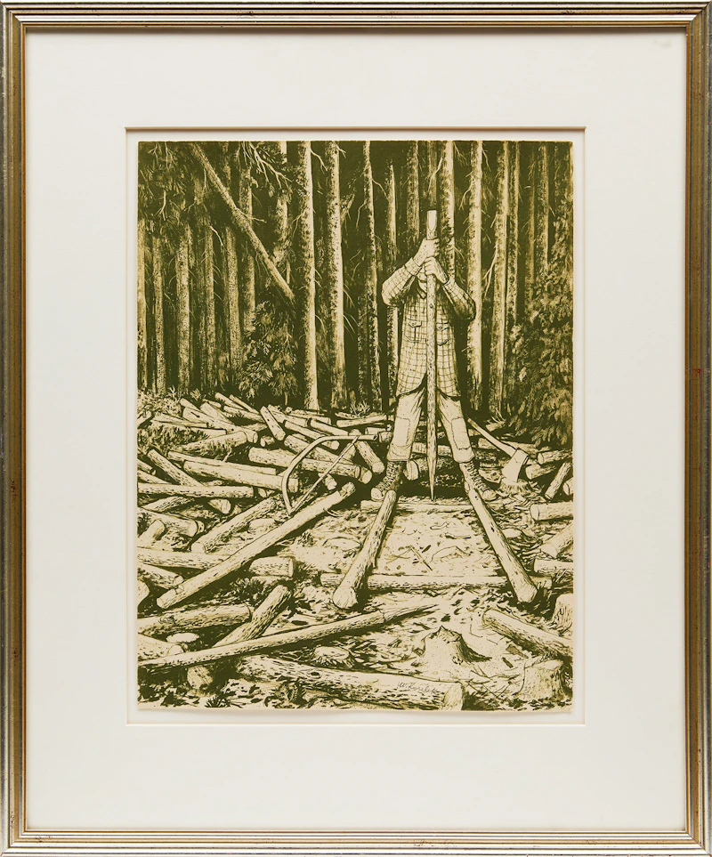 William Kurelek, Building a Cord Cradle, lithograph, 1973 - view 2