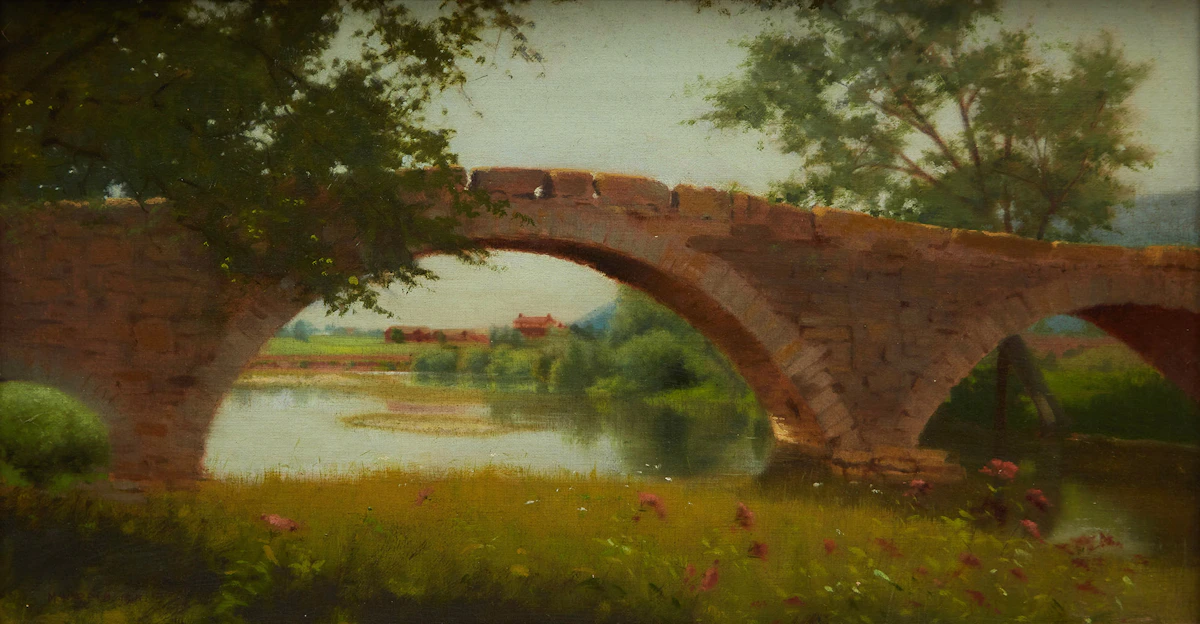 Mary Heister Reid, Landscape with Bridge, oil on canvas, 1891