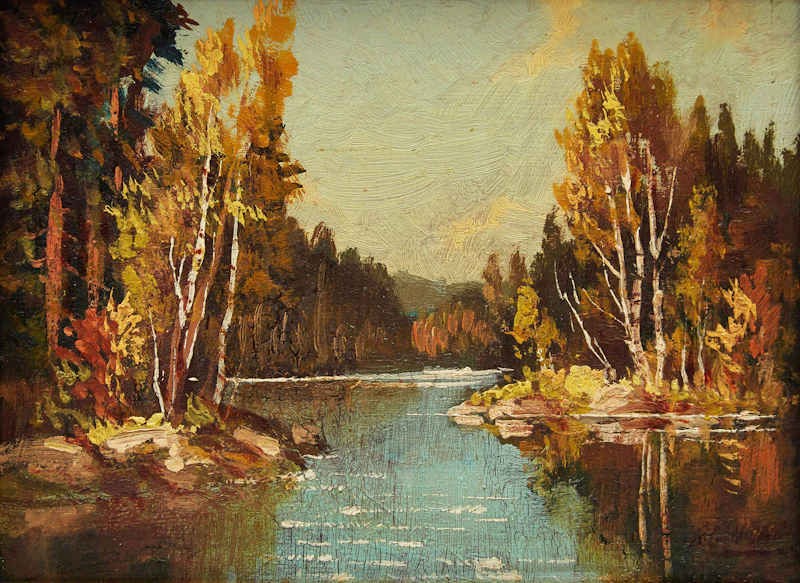 Otto Planding, Road by the River; River Landscape, two oils on board - view 4