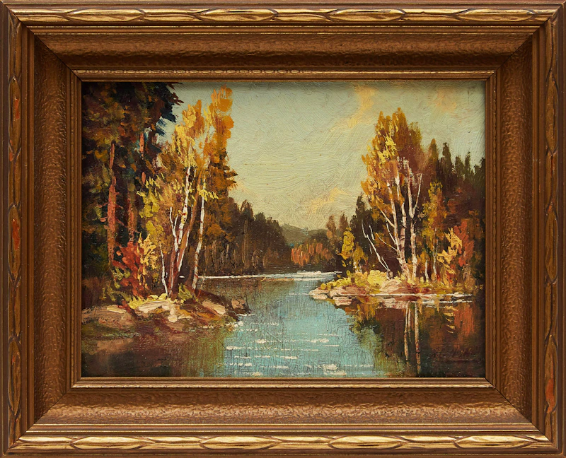Otto Planding, Road by the River; River Landscape, two oils on board - view 5