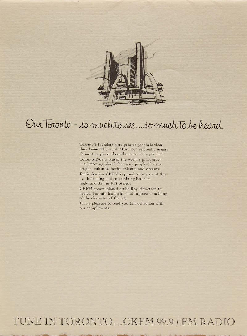 Roy Hewetson, The CKFM Print Collection: Sketches of Toronto, 12 screenprints, circa 1969 - view 25
