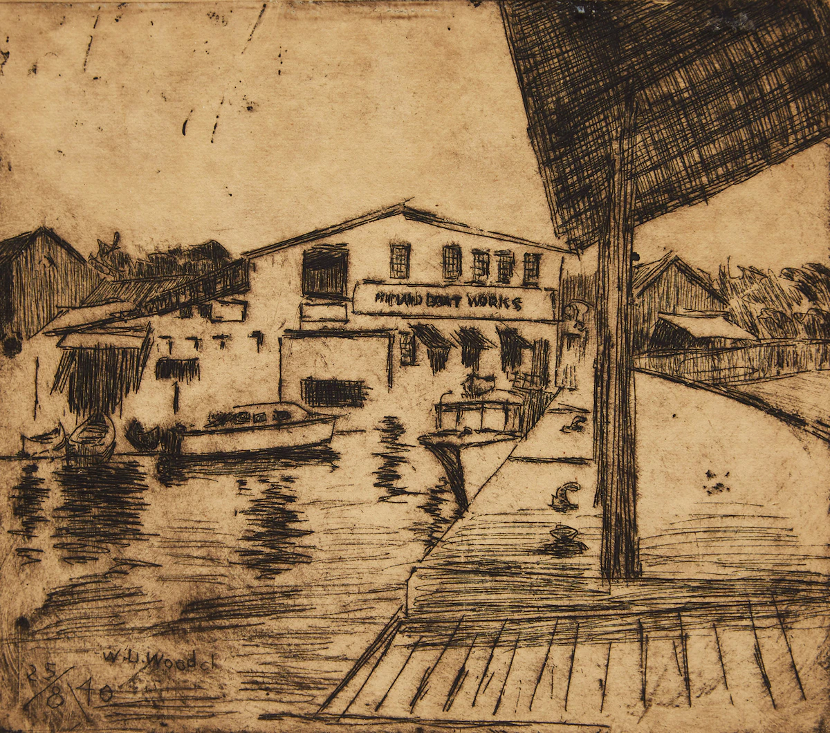 William John Wood, Mill Landscape, etching