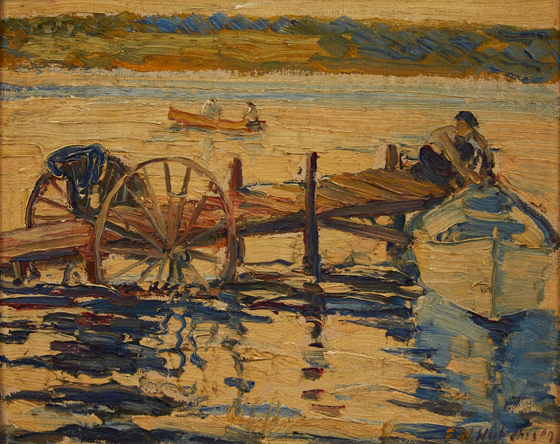 Frederick William Hutchison, The Landing, oil on canvas board - view 1