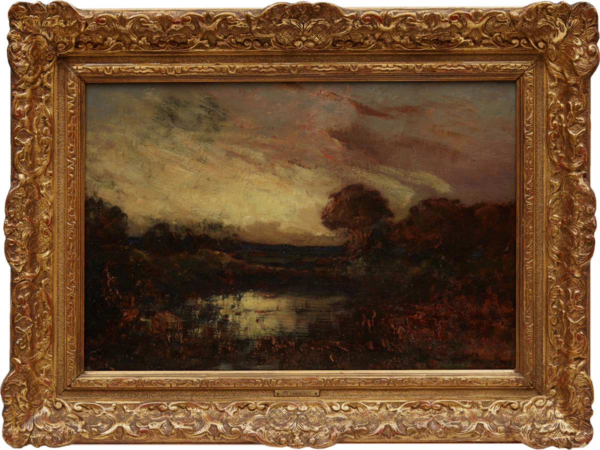 John Hammond, Landscape at Dusk, oil on board, 1896