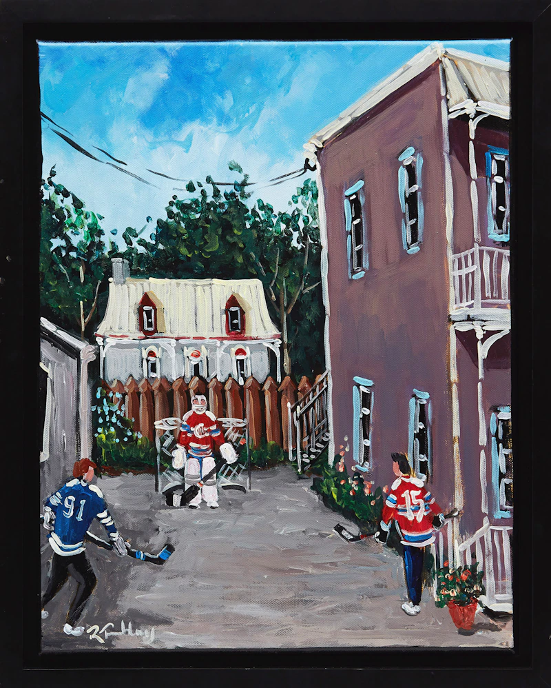 Roland Tremblay, Une game dans le cour, oil on canvas - view 2