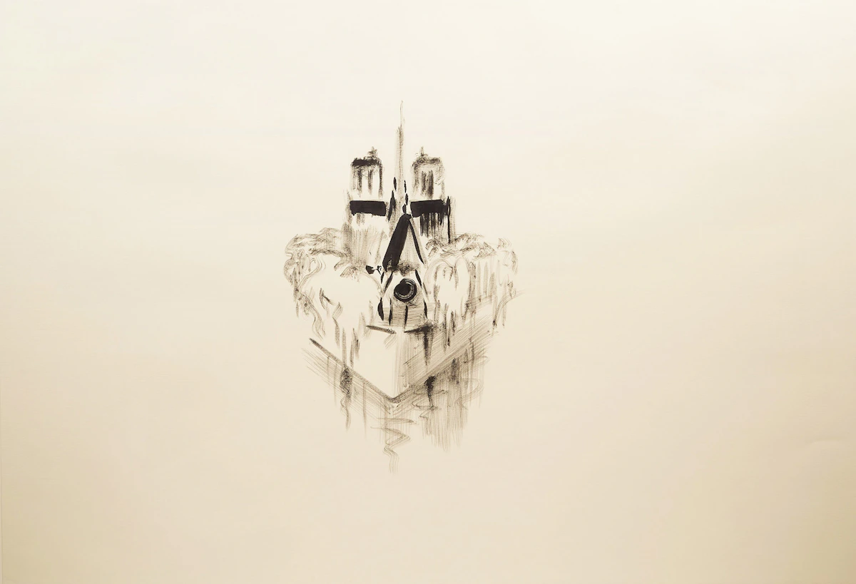 Wanda Koop, Notre Dame, india ink on paper