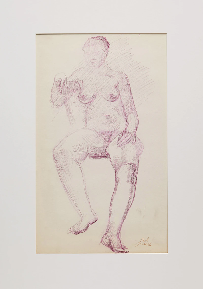 Leo Mol, Seated Nude, conté drawing, 1966 - view 2