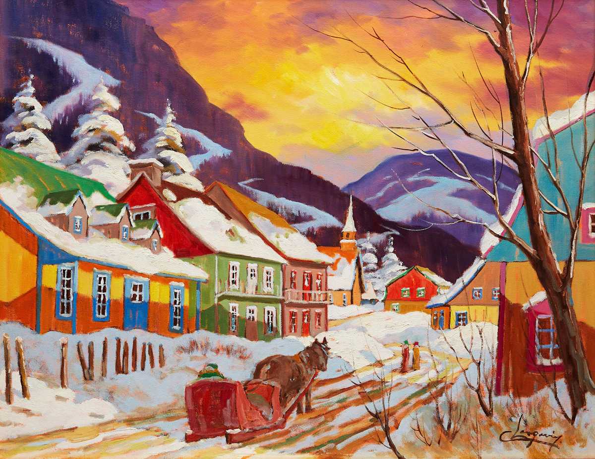 Claude Langevin, Rue Principale, oil on canvas
