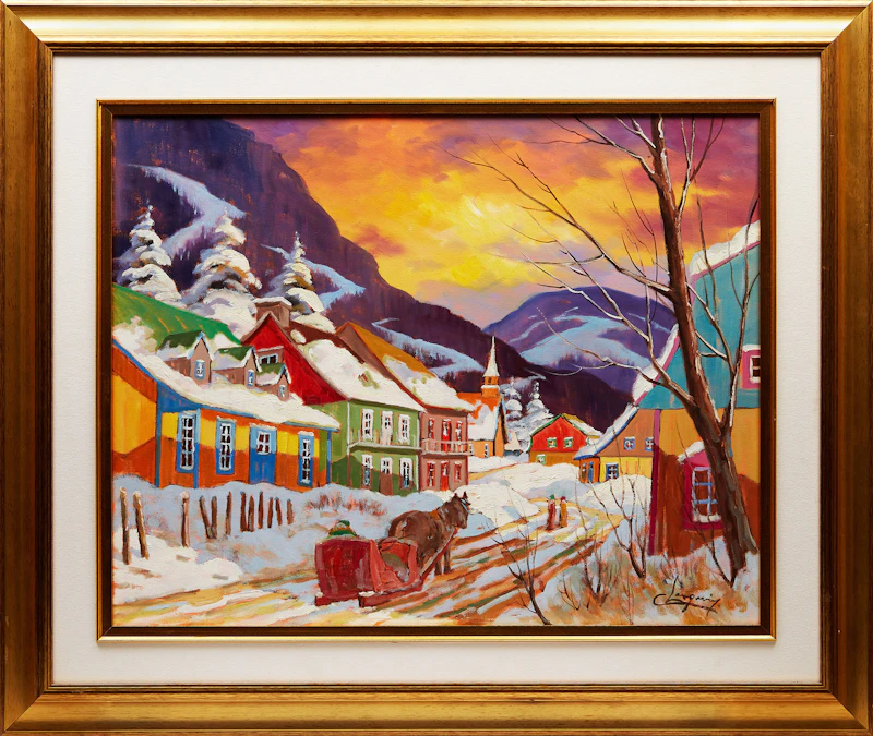 Claude Langevin, Rue Principale, oil on canvas - view 3