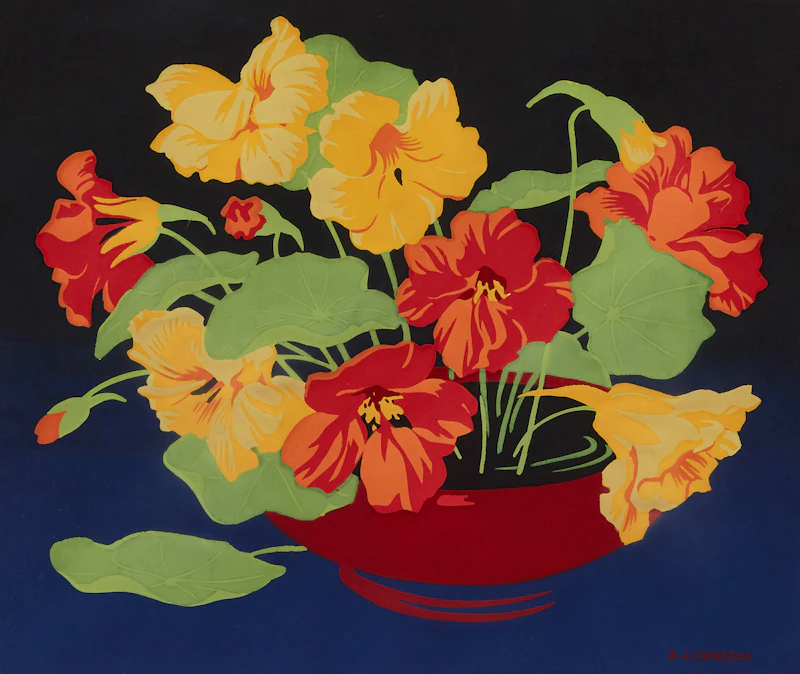 Alfred Joseph Casson, Early Wild Roses; Flowers; Nasturiums, three works - view 4