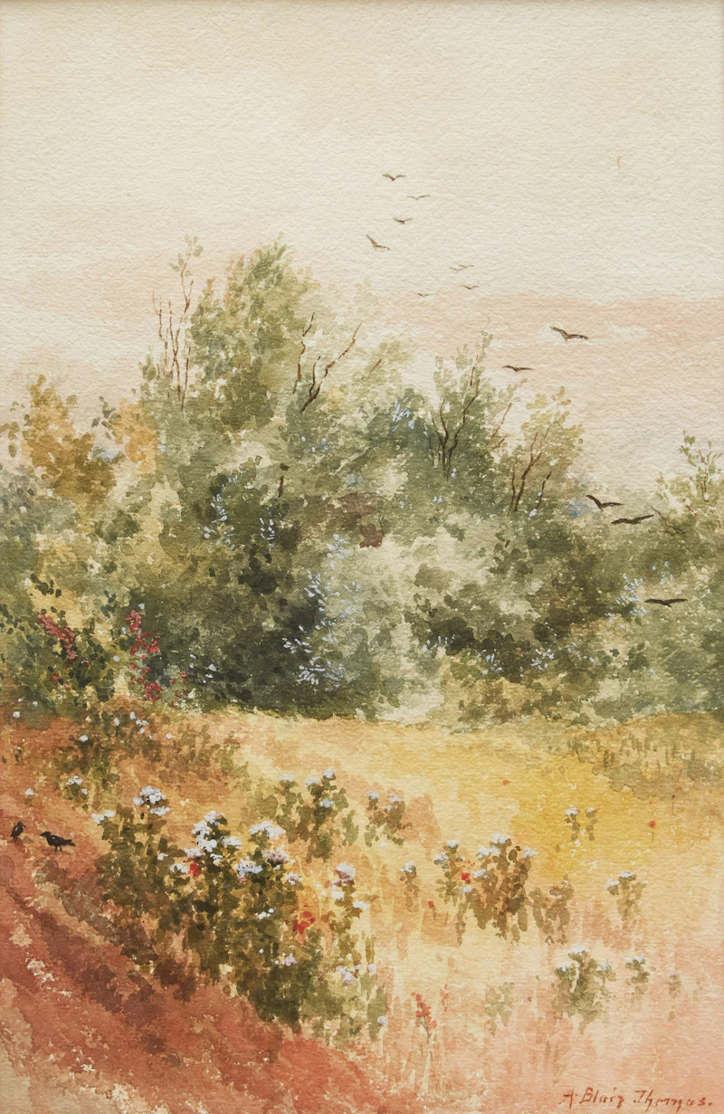 Alice Blair Pollard Thomas, Fishing Boat; Green Trees; Windmill, three watercolours - view 7