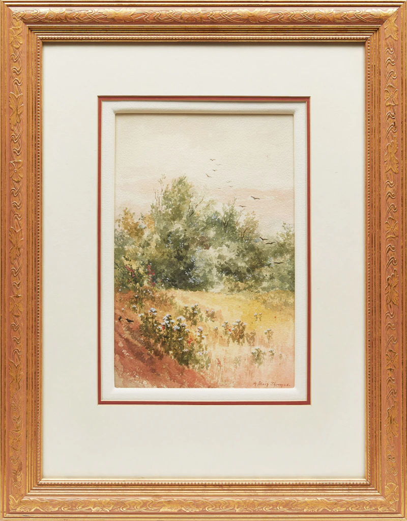 Alice Blair Pollard Thomas, Fishing Boat; Green Trees; Windmill, three watercolours - view 8