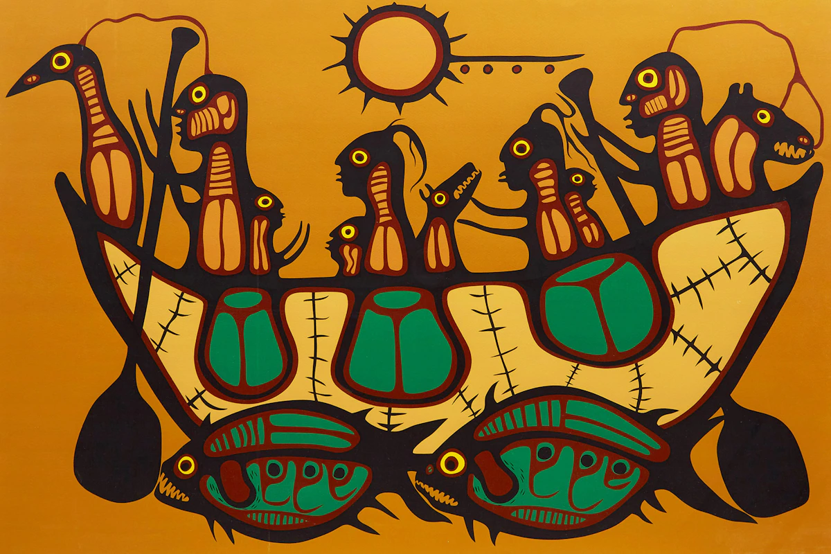 Norval Morrisseau, Migration/ The Great Flood, colour silkscreen