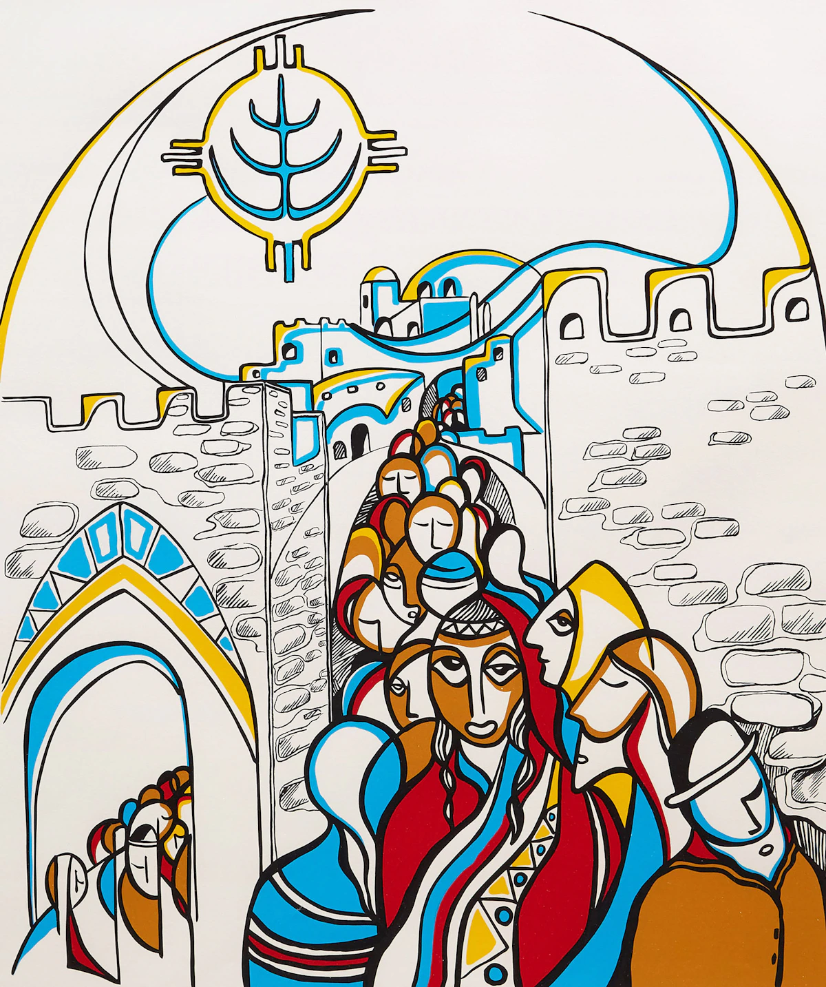 Daphne Odjig, Jaffa Gate, colour serigraph