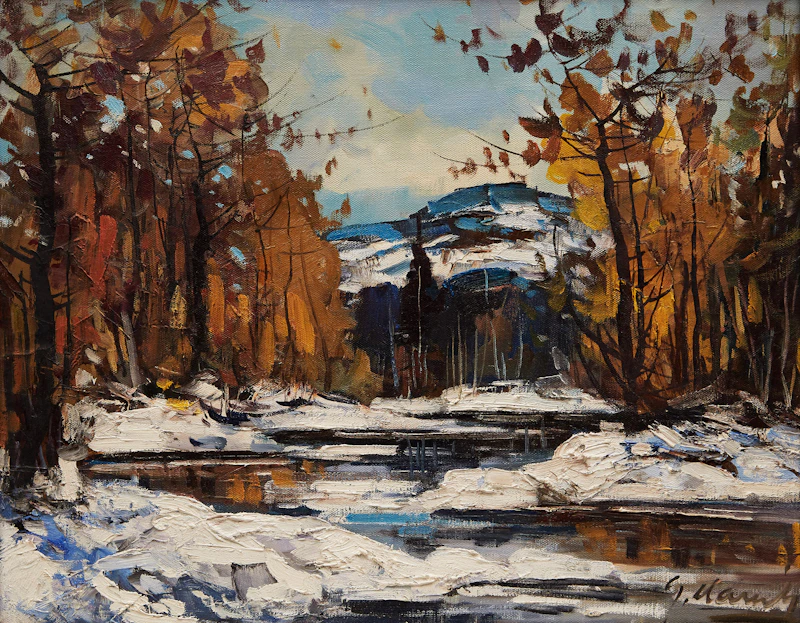 Geza Gordon Marich, Winter Stream Landscape