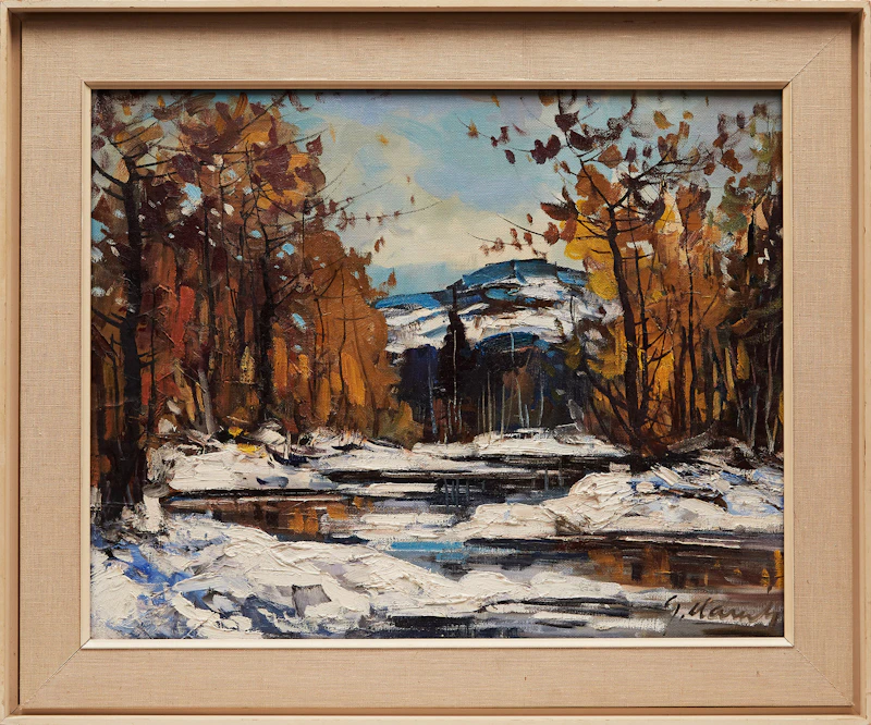 Geza Gordon Marich, Winter Stream Landscape, oil on canvas - view 2