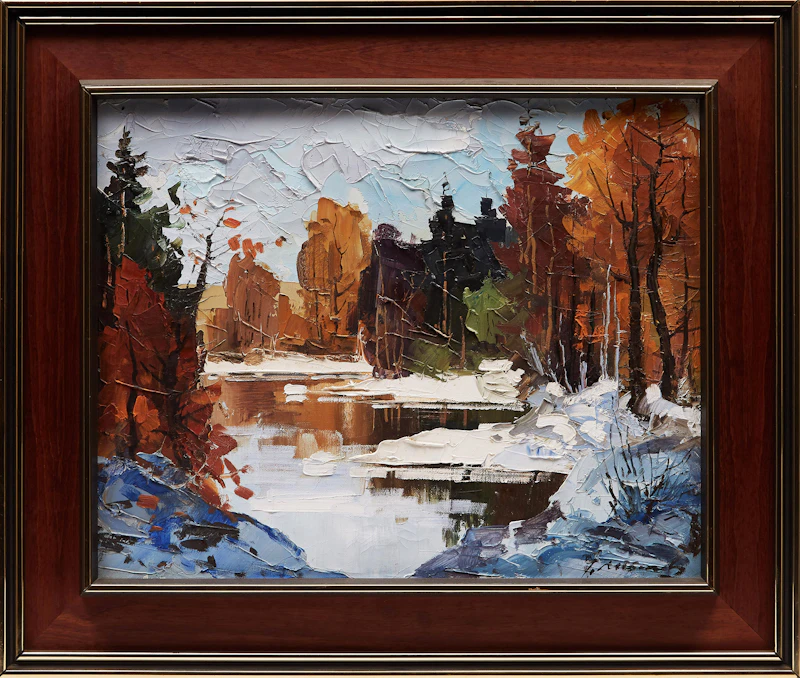 Geza Gordon Marich, Stream in Winter, oil on canvas - view 2