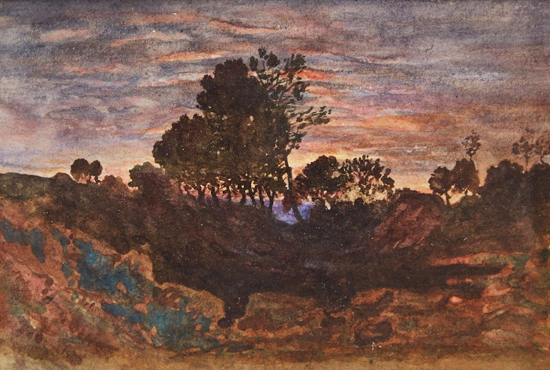 Country Landscape at Dusk by Attributed to Henri Joseph Harpignies