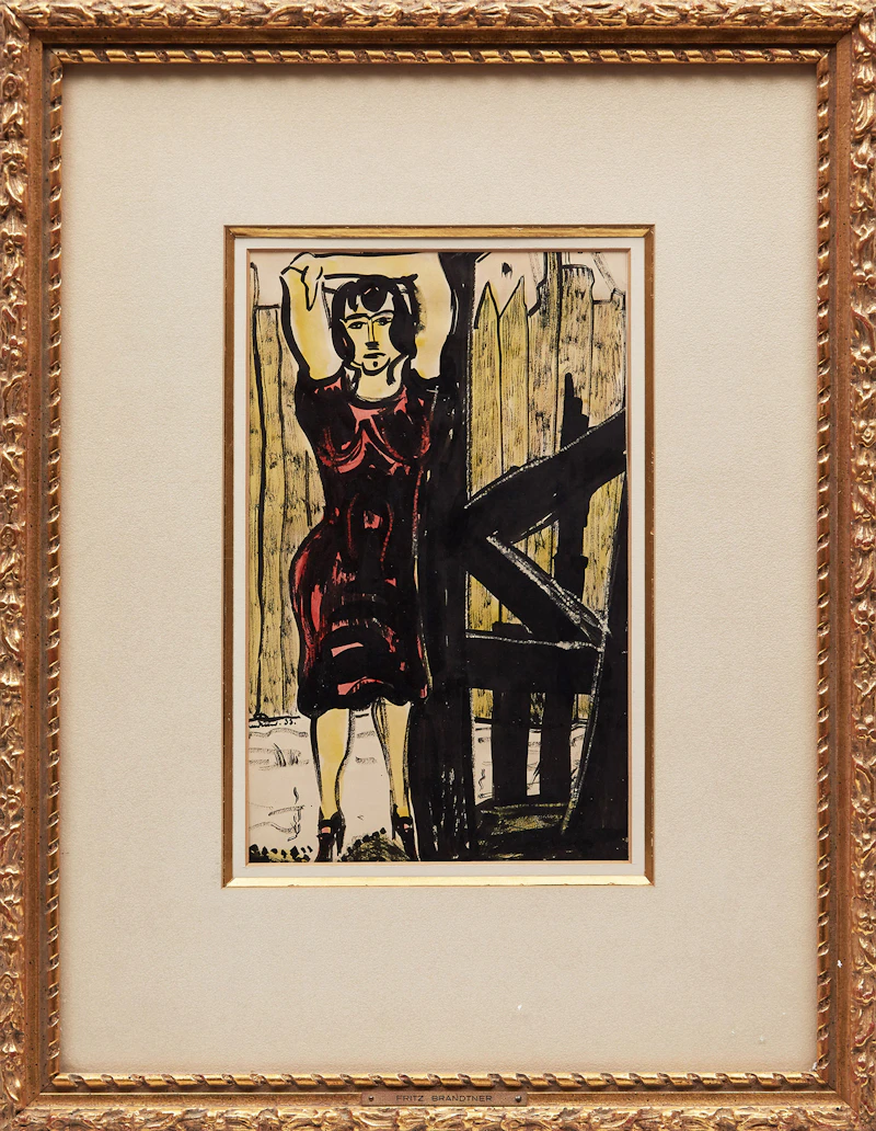 Fritz Brandtner, Standing Woman, gouache and ink - view 2