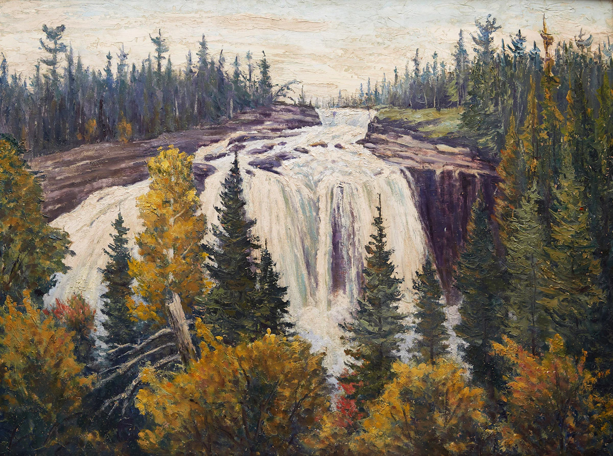 Gordon Edward Pfeiffer, Falls on the Bestiamis River, oil on masonite, 1964