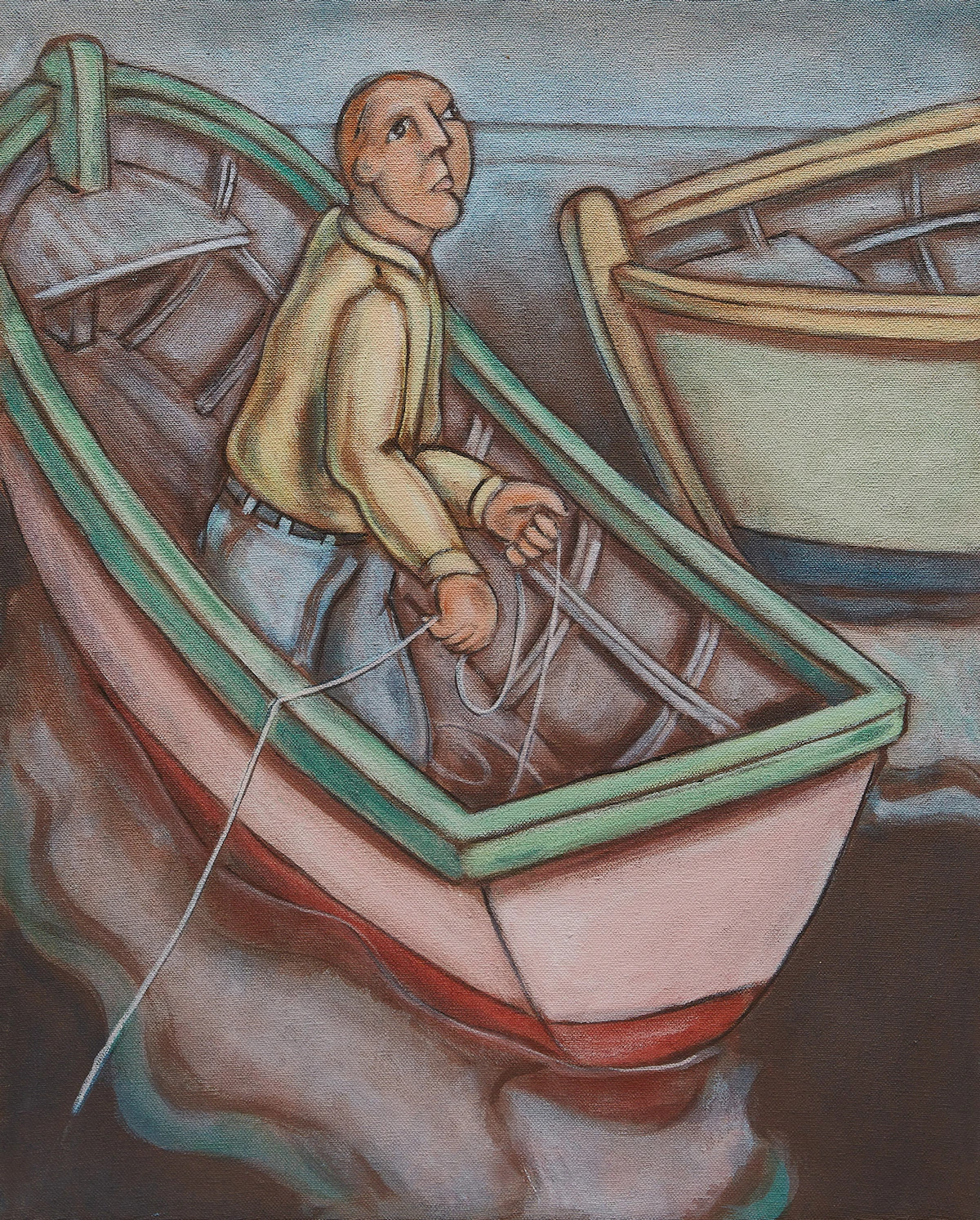 Conrad Furey, Man with Rope, oil on canvas